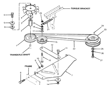 Drive Diagram and Parts List for 1320 147008-207400-130232100-131232F100-139232100 Cub Cadet Lawn Tractor